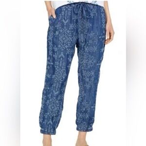 Johnny Was BIYA Embroidered Chambray Jogger Pants Size XS